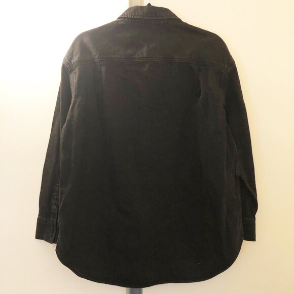 CALVIN KLEIN JEANS BLACK DENIM SNAP FRONT SHIRT WOMEN’S M NWT - Picture 6 of 11